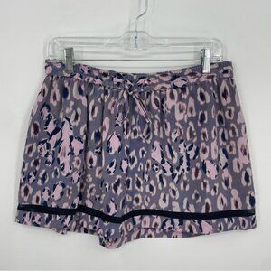 Rebecca Taylor Purple Leopard Print Cheetah Silk High Waisted Flowy Shorts 8